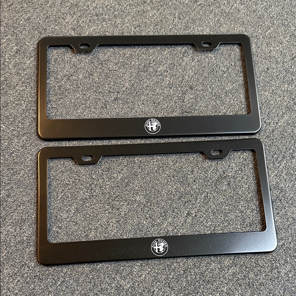 Alfa Romeo Black Metal License Plate Frame Set
